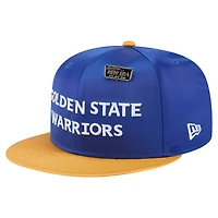 Men's New Era  Royal/Gold Golden State Warriors Throwback Satin Vintage Pin Two-Tone 59FIFTY Fitted Hat