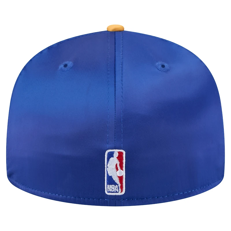 Men's New Era  Royal/Gold Golden State Warriors Throwback Satin Vintage Pin Two-Tone 59FIFTY Fitted Hat