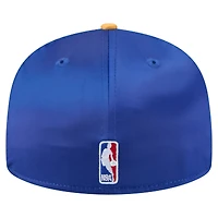 Men's New Era  Royal/Gold Golden State Warriors Throwback Satin Vintage Pin Two-Tone 59FIFTY Fitted Hat