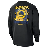 Men's Nike Black Golden State Warriors Courtside Oversized Long Sleeve T-Shirt