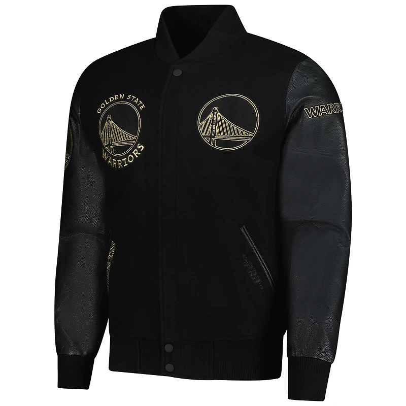 Veste zippée entièrement en laine noire Pro Standard Golden State Warriors pour homme