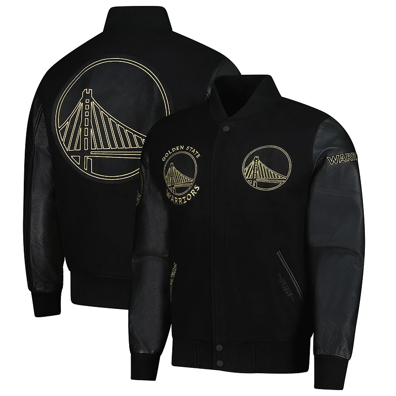 Men's Pro Standard Black Golden State Warriors Full-Zip Varsity Jacket