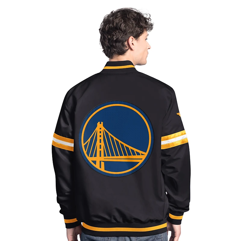 Men's Starter  Black Golden State Warriors Scout Varsity Full-Snap Jacket