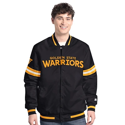 Men's Starter  Black Golden State Warriors Scout Varsity Full-Snap Jacket