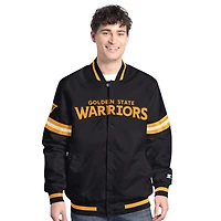 Men's Starter  Black Golden State Warriors Scout Varsity Full-Snap Jacket