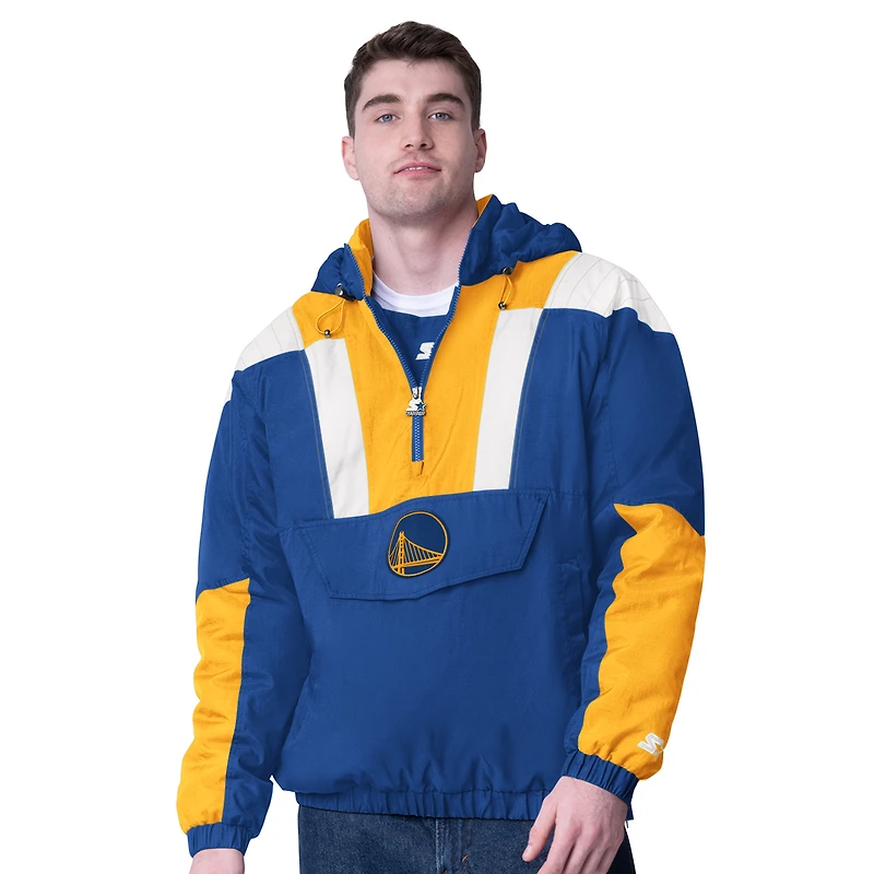 Men's Starter Royal Golden State Warriors Charger Half-Zip Pullover Jacket
