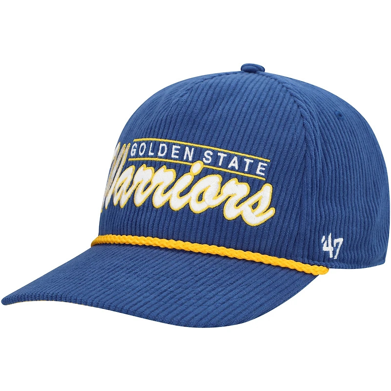 Casquette ajustable à cordon de serrage pour homme '47 Royal Golden State Warriors Double Header Sidepatch