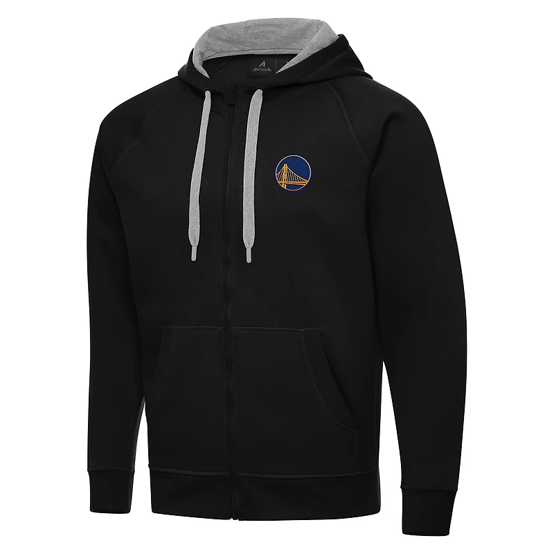 Men's Antigua Black Golden State Warriors Big & Tall Victory Full-Zip Hoodie Jacket
