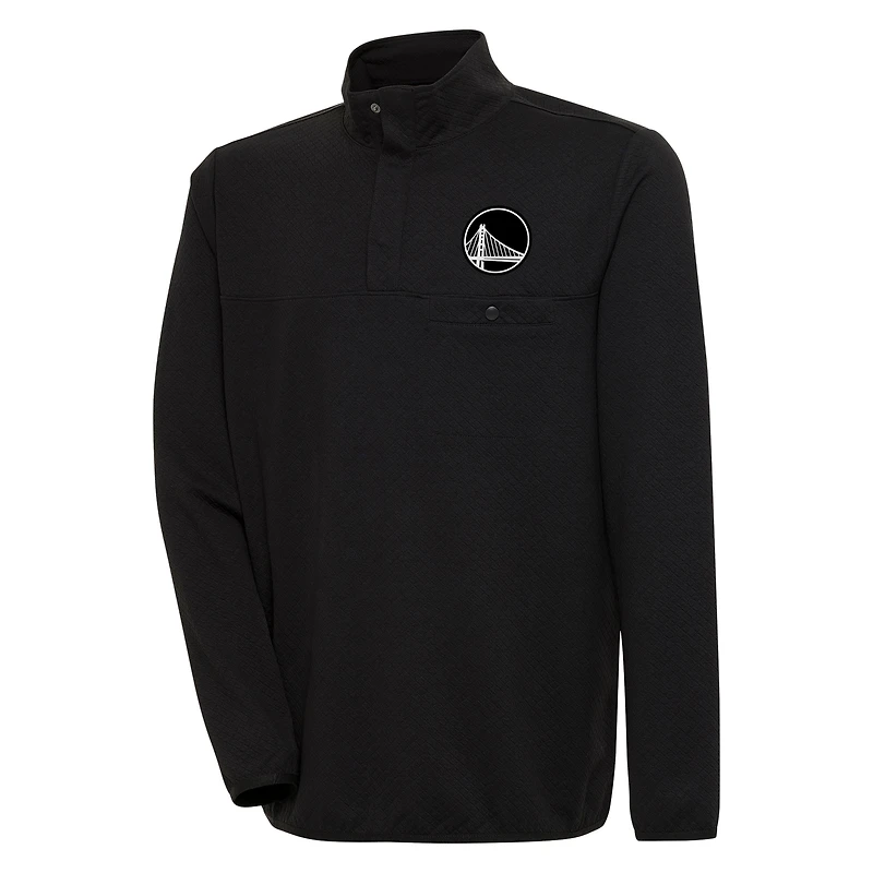 Men's Antigua Black Golden State Warriors Steamer Quarter-Snap Pullover Top