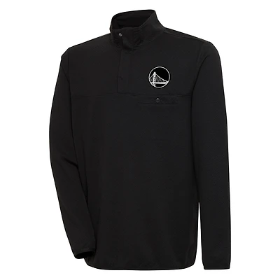 Men's Antigua Black Golden State Warriors Steamer Quarter-Snap Pullover Top
