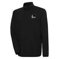 Men's Antigua Black Golden State Warriors Steamer Quarter-Snap Pullover Top