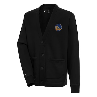 Cardigan boutonné noir Antigua Golden State Warriors Victory pour homme