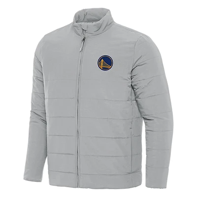 Men's Antigua Gray Golden State Warriors Swelter Full-Zip Puffer Jacket