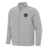 Men's Antigua Gray Golden State Warriors Swelter Full-Zip Puffer Jacket
