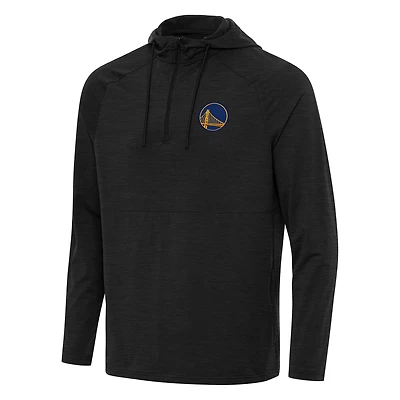 Sweat à capuche zippé quart de zip Antigua Heather Black Golden State Warriors Spikes pour homme