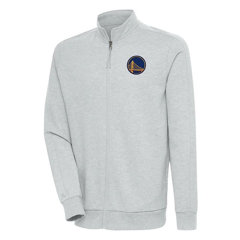Veste zippée intégrale Antigua Heather Grey Golden State Warriors pour homme