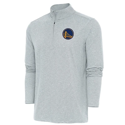 Men's Antigua  Heather Gray Golden State Warriors Hunk Quarter-Zip Pullover Top