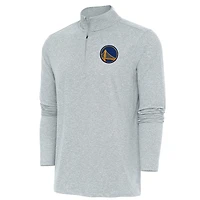 Men's Antigua  Heather Gray Golden State Warriors Hunk Quarter-Zip Pullover Top