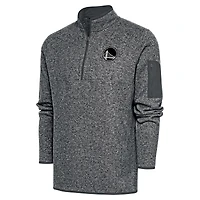 Men's Antigua Heather Gray Golden State Warriors Metallic Logo Fortune Quarter-Zip Jacket