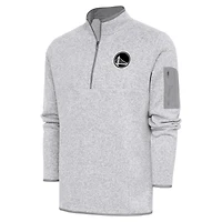 Veste zippée quart de tour Fortune à logo métallisé Antigua Heather Grey pour homme, Golden State Warriors
