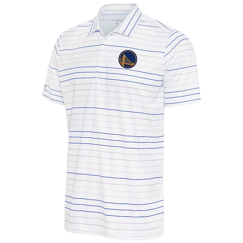 Polo Ryder Antigua blanc/bleu roi pour homme des Golden State Warriors