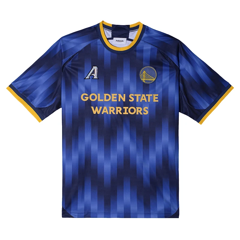 maillot de football Authmade x NBA bleu Golden State Warriors pour hommes, tendance