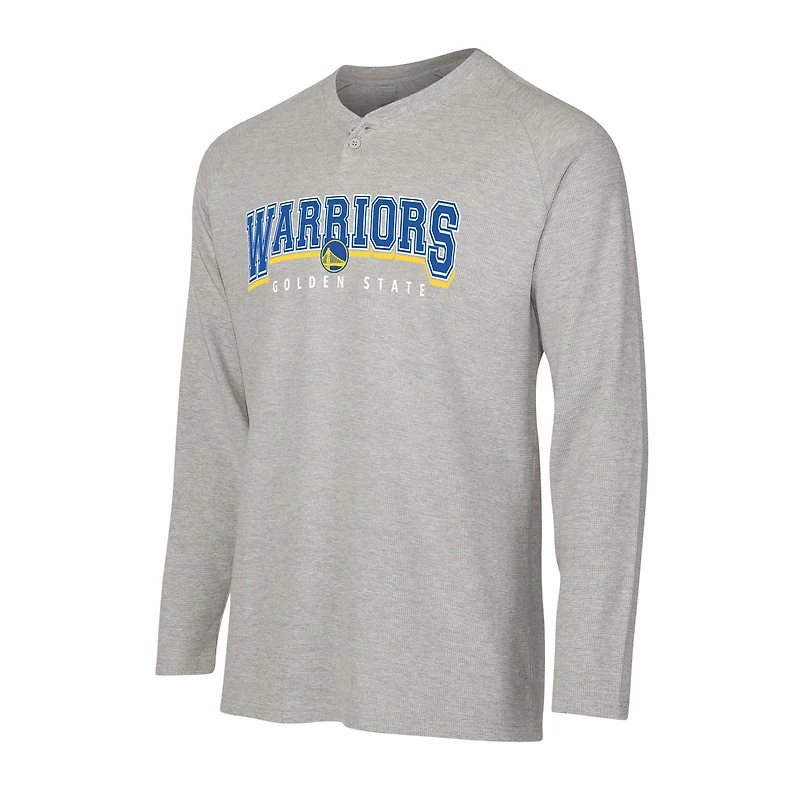 T-shirt Henley à manches longues en tricot thermique Hawthorn pour homme, gris, de la collection Sport des Golden State Warriors