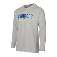 T-shirt Henley à manches longues en tricot thermique Hawthorn pour homme, gris, de la collection Sport des Golden State Warriors