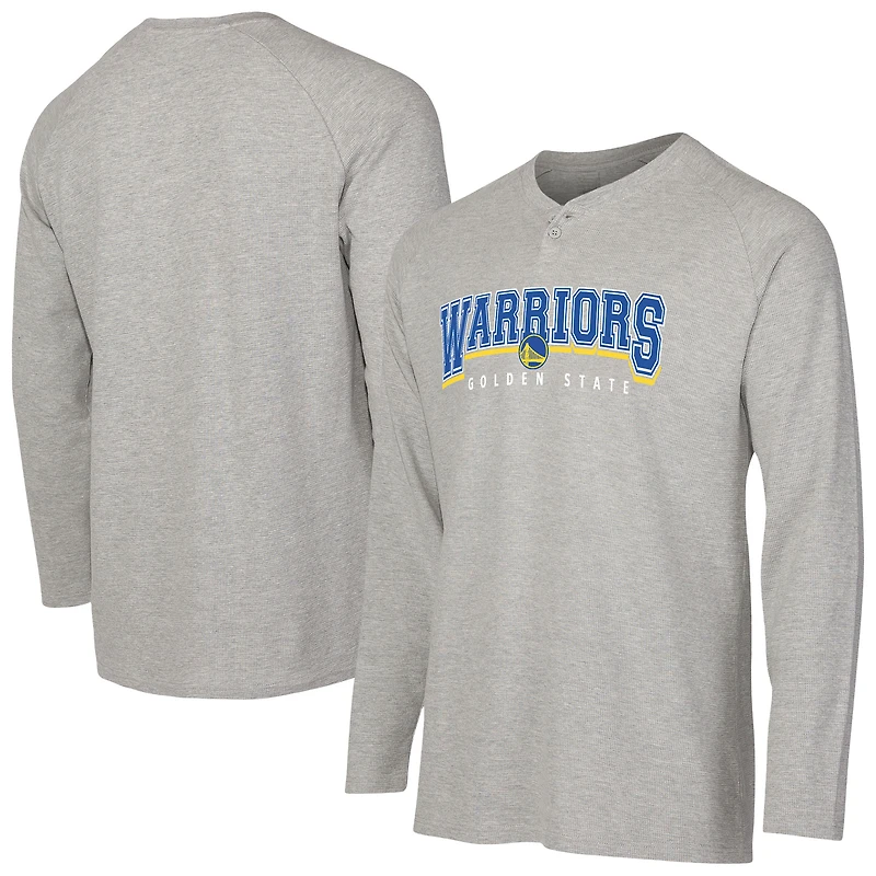 T-shirt Henley à manches longues en tricot thermique Hawthorn pour homme, gris, de la collection Sport des Golden State Warriors