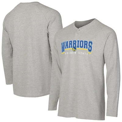 T-shirt Henley à manches longues en tricot thermique Hawthorn pour homme, gris, de la collection Sport des Golden State Warriors