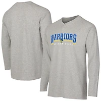 T-shirt Henley à manches longues en tricot thermique Hawthorn pour homme, gris, de la collection Sport des Golden State Warriors