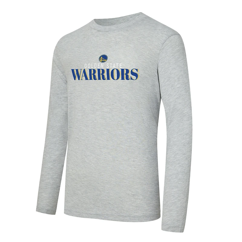 Ensemble t-shirt à manches longues et pantalon carreaux pour homme Concepts Sport Royal/Heather Gray des Golden State Warriors