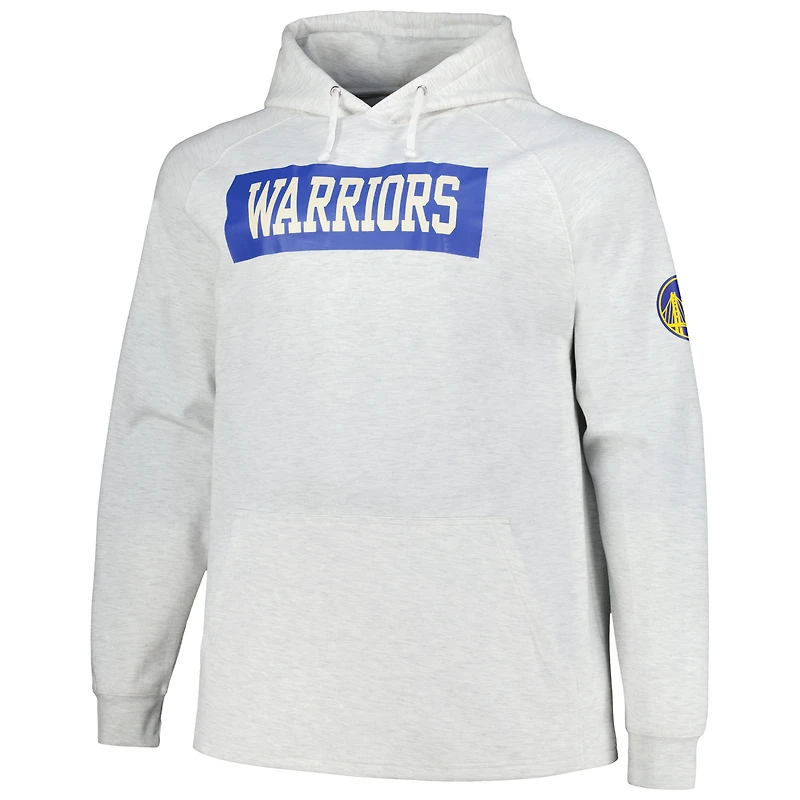 Fanatics Ash Golden State Warriors Big & Tall Raglan Tri-Blend Pull à capuche pour hommes