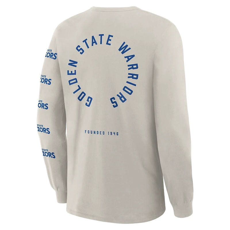 Men's Fanatics Cream Golden State Warriors Crossover Collection Ball Screen Action Premium Long Sleeve T-Shirt