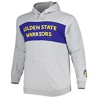 Men's Fanatics Heather Gray Golden State Warriors Big & Tall Wordmark Pullover Hoodie