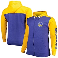 Men's Fanatics Royal/Gold Golden State Warriors Big & Tall Down and Distance Full-Zip Hoodie