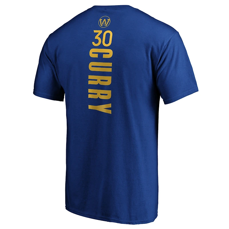 Fanatics pour hommes Stephen Curry Royal Golden State Warriors Team Playmaker Nom et numéro T-shirt