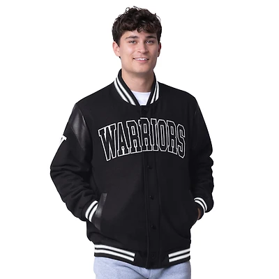 Men's G-III Sports by Carl Banks Black Golden State Warriors Clutch Hitter Full-Snap Varsity Jacket