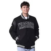Veste universitaire à boutons-pression G-III Sports by Carl Banks pour homme, noire, Golden State Warriors Clutch Hitter