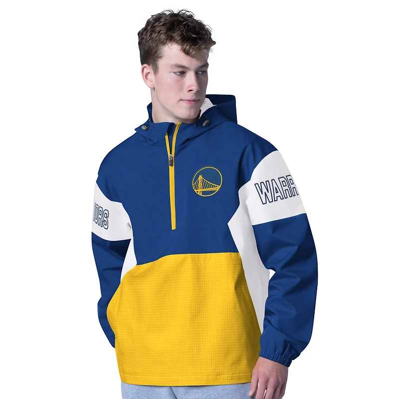 Men's G-III Sports by Carl Banks Royal/Gold Golden State Warriors Tailgate Half-Zip Hoodie