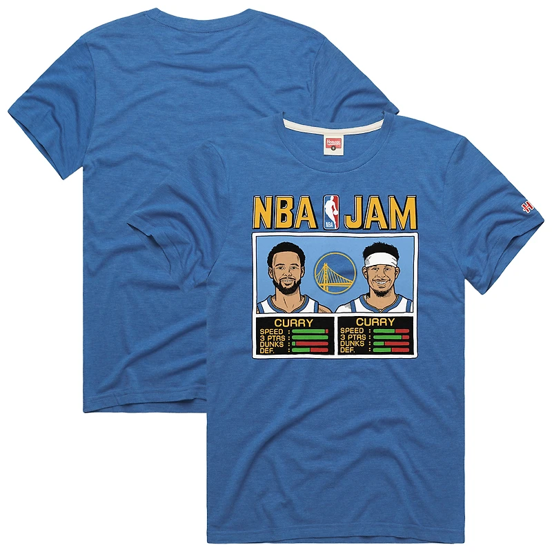 Men's Homage Stephen Curry & Seth Royal Golden State Warriors NBA Jam Tri-Blend T-Shirt