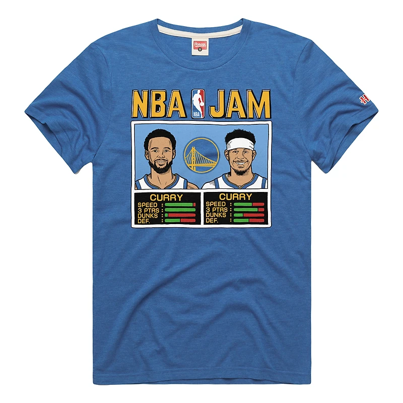 Men's Homage Stephen Curry & Seth Royal Golden State Warriors NBA Jam Tri-Blend T-Shirt