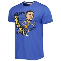 Men's Homage Stephen Curry Royal Golden State Warriors Caricature Tri-Blend T-Shirt