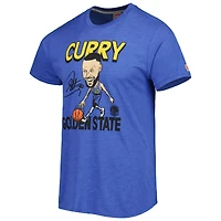 Hommage à Stephen Curry Royal Golden State Warriors Player Caricature T-shirt triple mélange pour homme