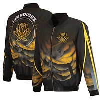 Blouson aviateur en nylon entièrement zippé JH Design noir Golden State Warriors 2022/23 City Edition pour homme