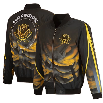 Men's JH Design Black Golden State Warriors 2022/23 City Edition Full-Zip Nylon Bomber Jacket