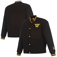 Veste à boutons-pression complète JH Design noire pour homme, édition spéciale Golden State Warriors