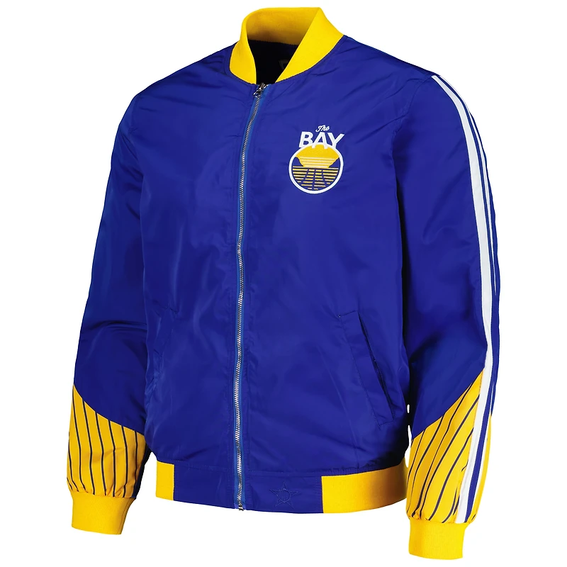 Blouson aviateur zippé JH Design Royal Golden State Warriors pour homme