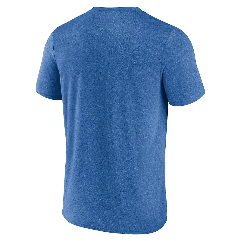 Men's Logo Athletic Heather Royal Golden State Warriors Block Practice Performance T-Shirt