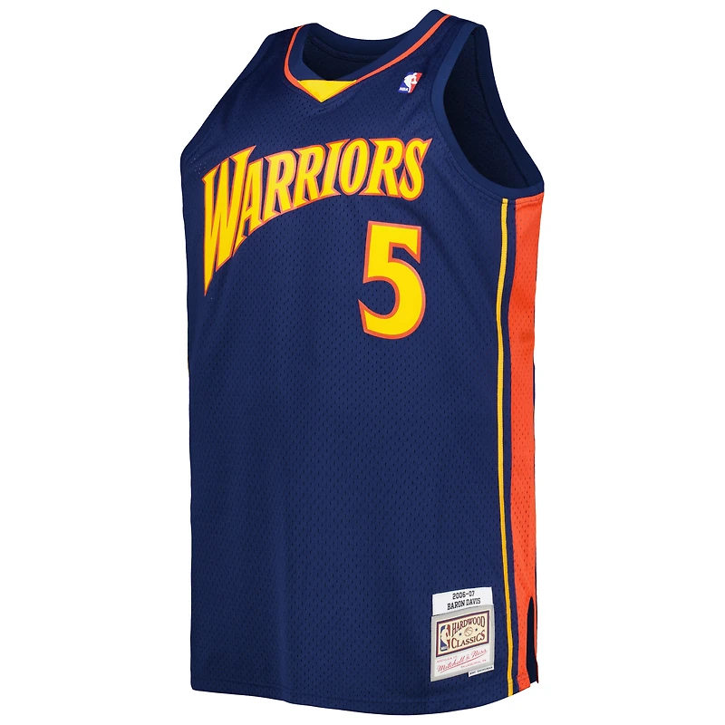 Men's Mitchell & Ness Baron Davis Navy Golden State Warriors Big Tall Hardwood Classics 2006/07 Swingman Jersey